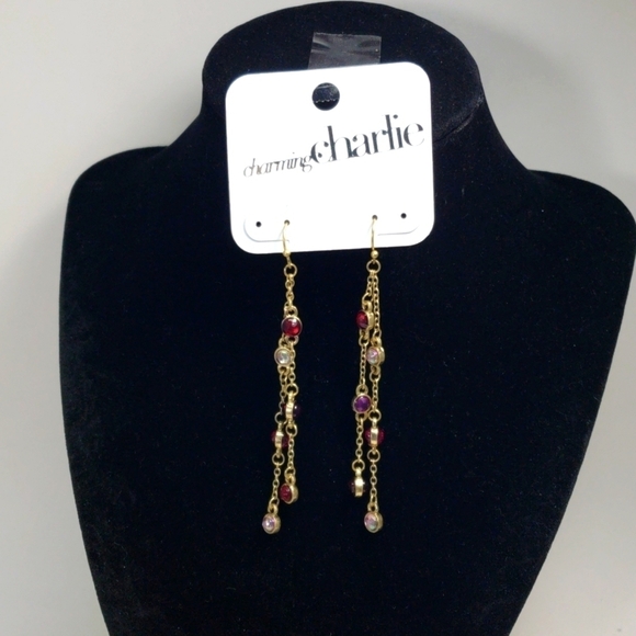Charming Charlie, Gold-tone and Colorful Crystal Chandelier Drop Dangle … - Picture 1 of 7